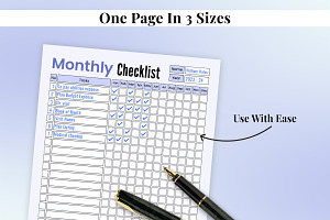 Monthly Checklist Printable Planner