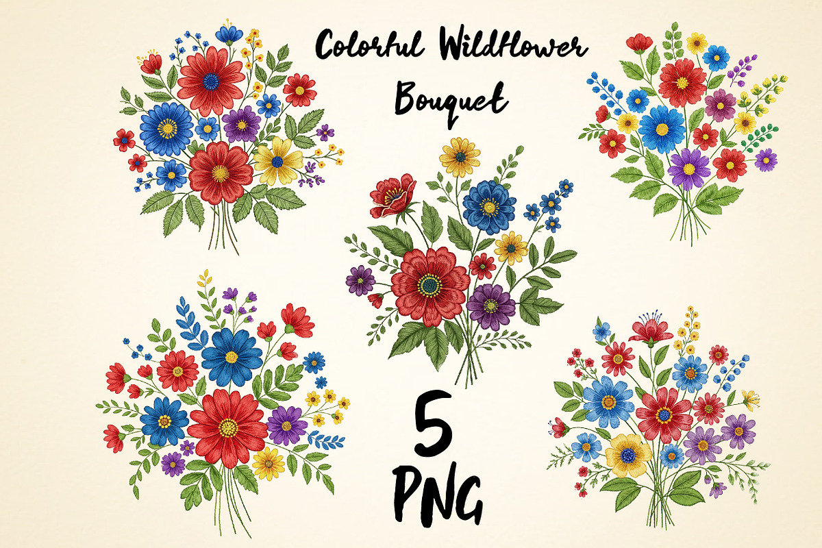 Colorful Wildflower Bouquet PNG, an Illustration by Daily.Designs (Photo 1 of 5)