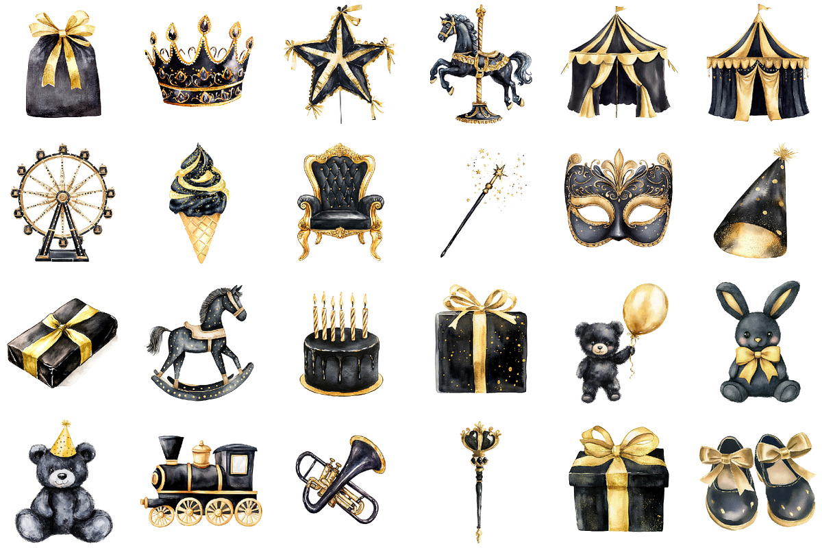 Luxury Black Kids Birthday Clipart, an Illustration by Sublimation Artist (Photo 2 of 6)