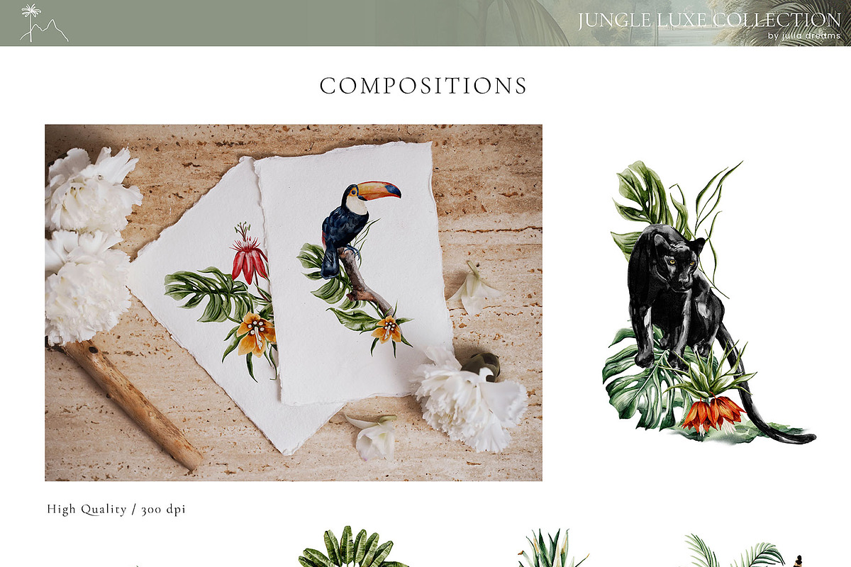 Jungle Luxe Watercolor Collection, an Object Graphic by Julia Dreams (Photo 12 of 12)