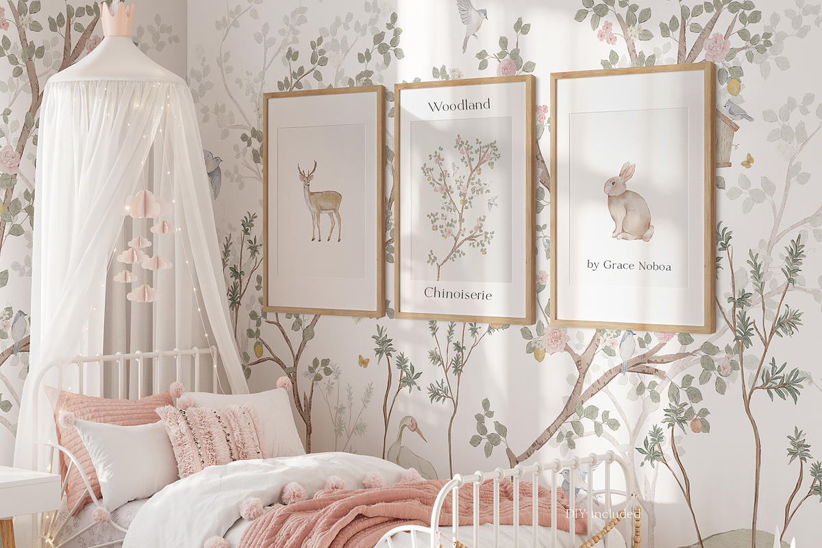 Woodland Chinoiserie Pattern scene, a Wallpaper Graphic by Grace Noboa Illustrations (Photo 3 of 14)