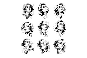 Diverse women avatars profile black, a Person Illustration by Onyx