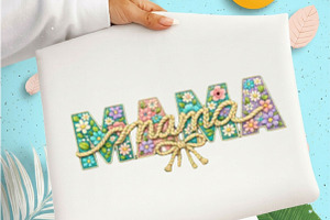 Floral MAMA Yarn Crochet Mothers Day, an Illustration by Designking