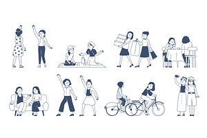Female friendship. Girls spend time, a Sport Illustration by LadadikArt