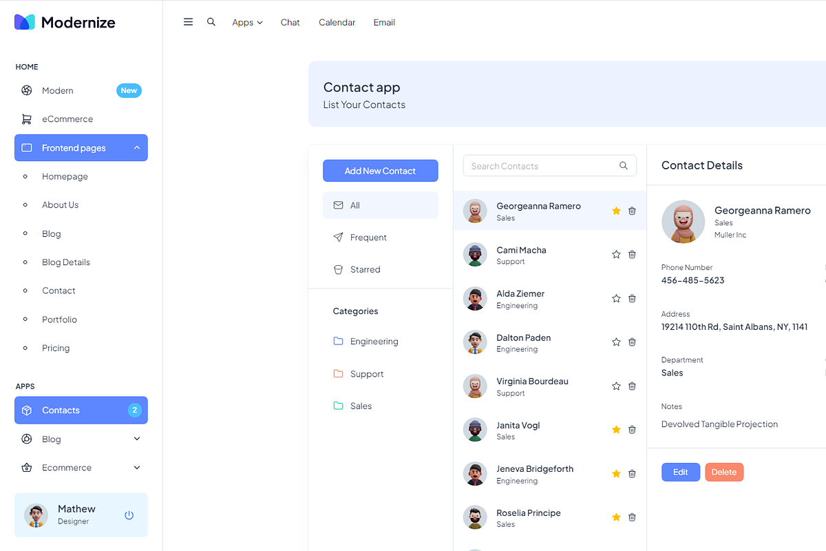 Modernize React MUI Admin Dashboard