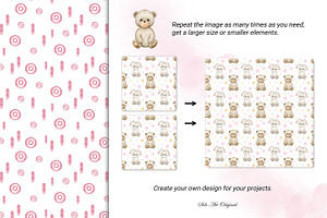 Teddy Bear Patterns Baby Girl Paper