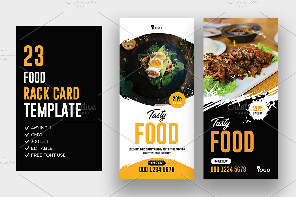 Restaurant Food Rack Card Dl Flyer, a Flyer Template by Shahjahangdb1