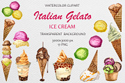 Watercolor italian ice cream clipart, a Food Illustration by Fresh art by Larysa (Thumbnail 1 of 4)
