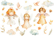 Watercolor Angels girls set, an Object Illustration by AlineArtStore (Thumbnail 2 of 8)