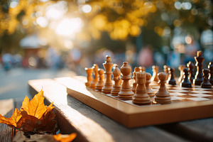 Autumn chess game on a park bench, an Arts & Entertainment Photo by AlyaAnd