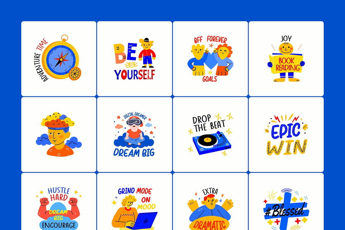 Teenage Stickers Set, an Emoji Icon by Vectors Market (Photo 8 of 9)
