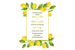 Wedding Invitation Card With Lemon Brunches