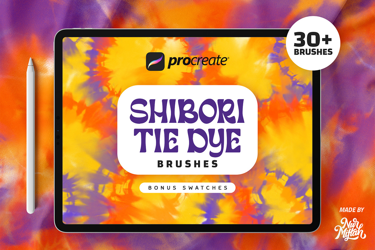 Procreate Shibori Tie Dye Brushes, a Brush Add-On by Nurmiftah (Photo 1 of 11)
