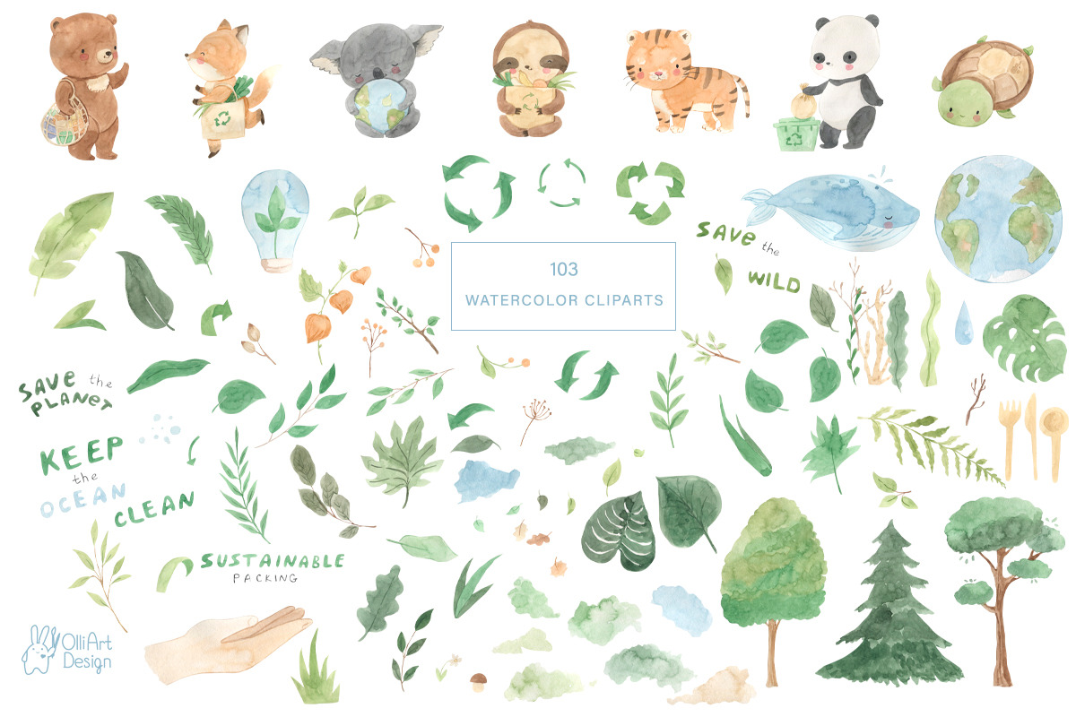 ETHICAL LIVING FRIENDS. Animals set, an Animal Illustration by OlliArtDesign (Photo 3 of 12)