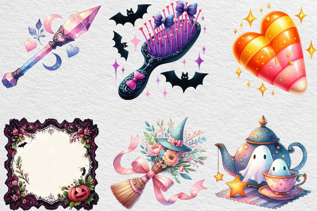 Cute Coquette Halloween Clipart, an Illustration by Black Bird Studio (Photo 3 of 6)