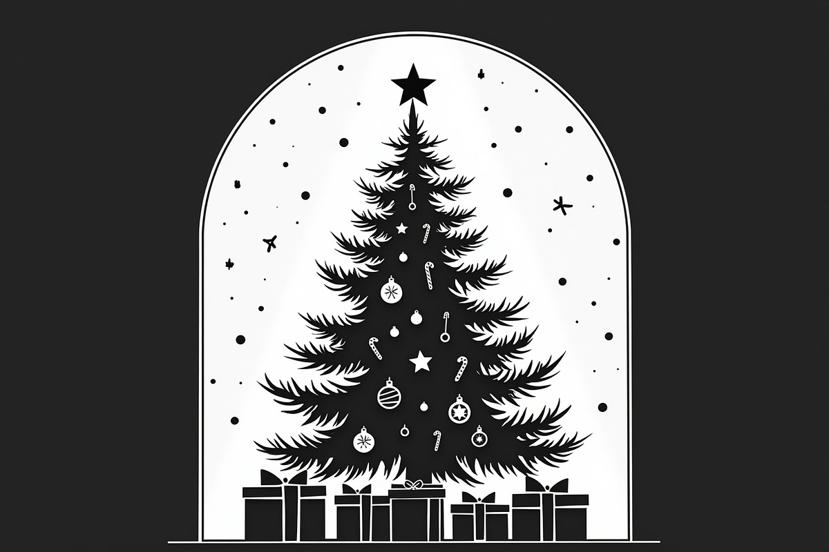 Festive Christmas Tree Silhouette Se, an Illustration by BIPLOB EXPERT (Photo 7 of 20)