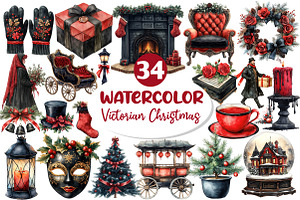 Victorian Christmas Clipart, an Illustration by Dream Creation