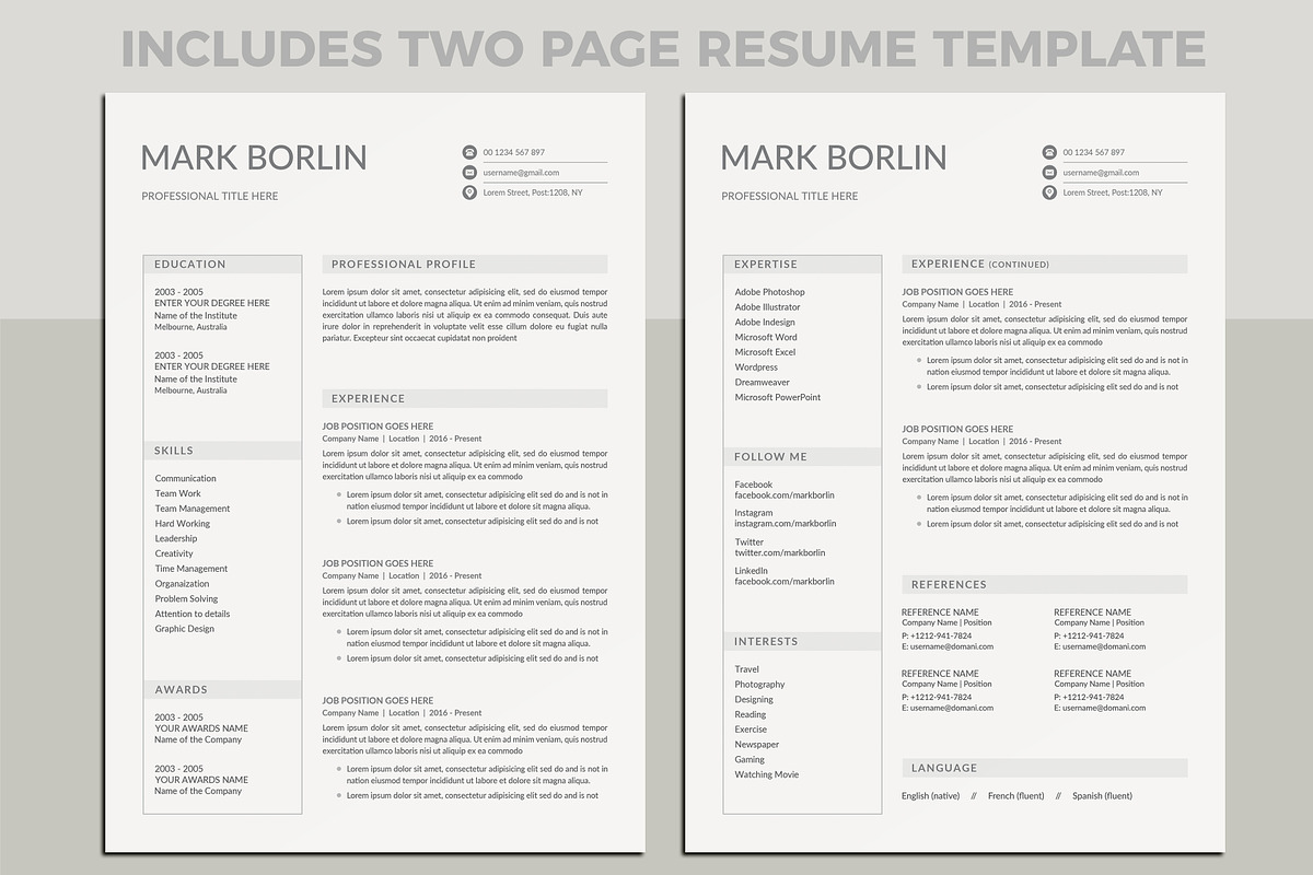 Resume Template/CV, a Resume Template by deviserpark (Photo 2 of 4)