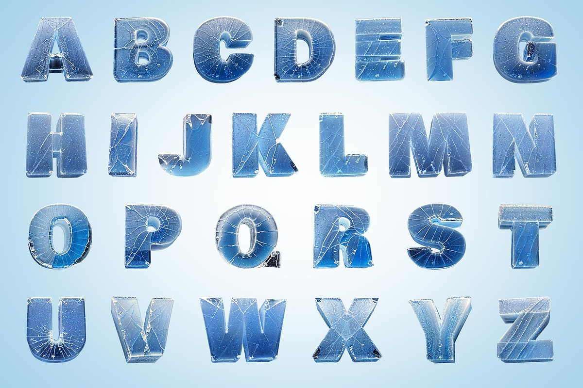 3D Frozen Ice Letters Set, an Object Graphic by Kotulsky Mockups (Photo 3 of 6)