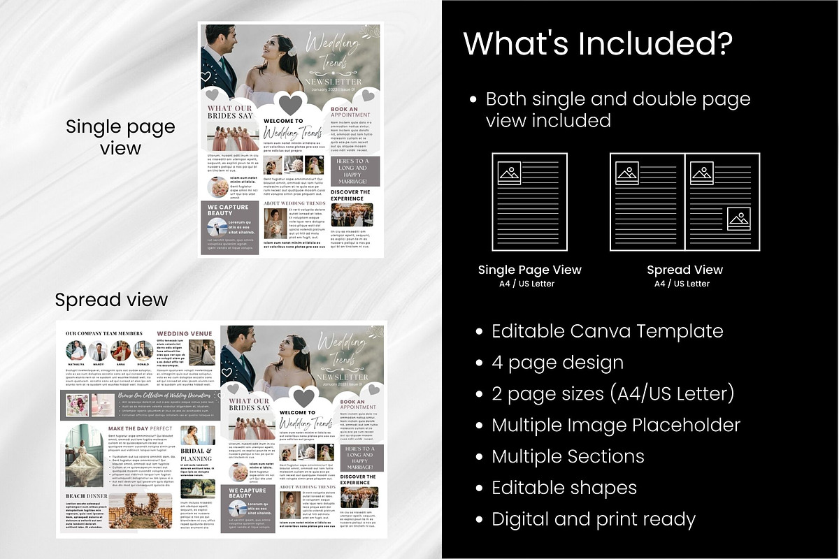 Canva Newsletter Template Wedding preview 6