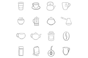 Tea And Coffee Set Vector Outline