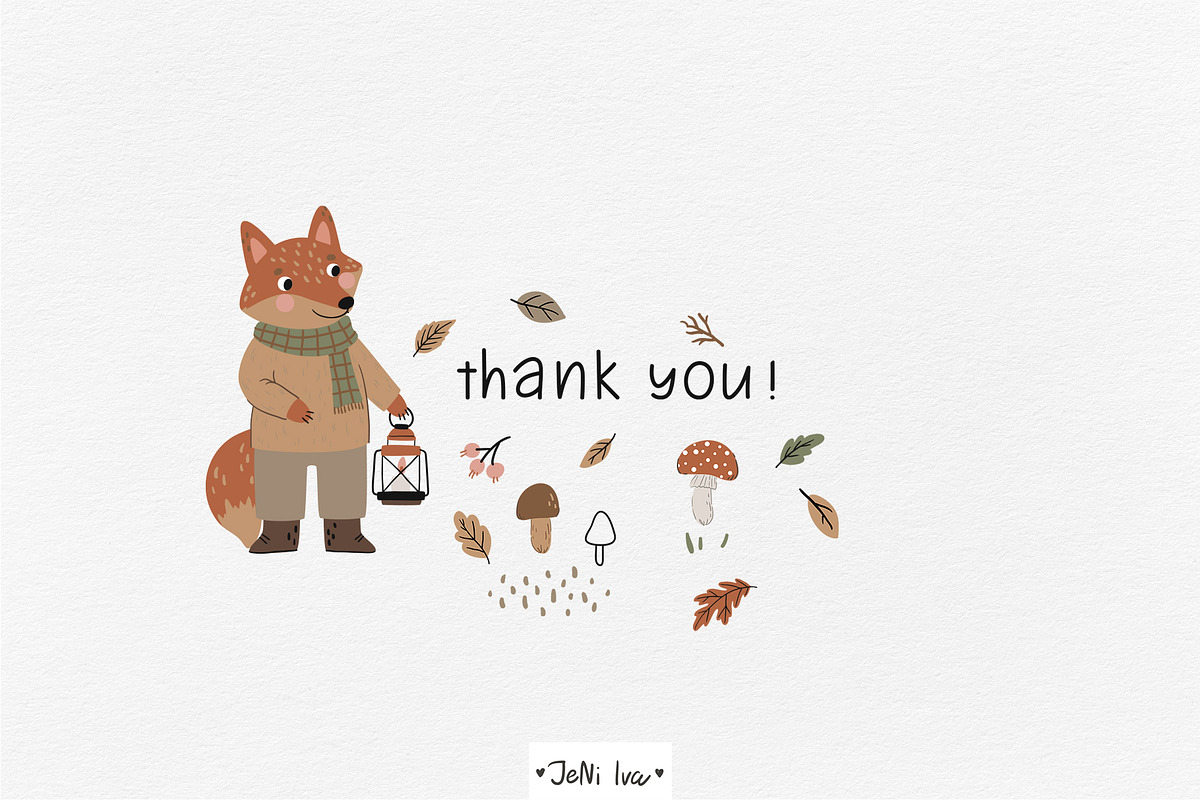 Fall Woodland Animals Clipart, a Decorative Illustration by Jenny Quince (Photo 9 of 9)