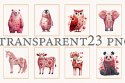 Floral Valentine Animal Clipart, an Illustration by Designworld (Thumbnail 2 of 10)