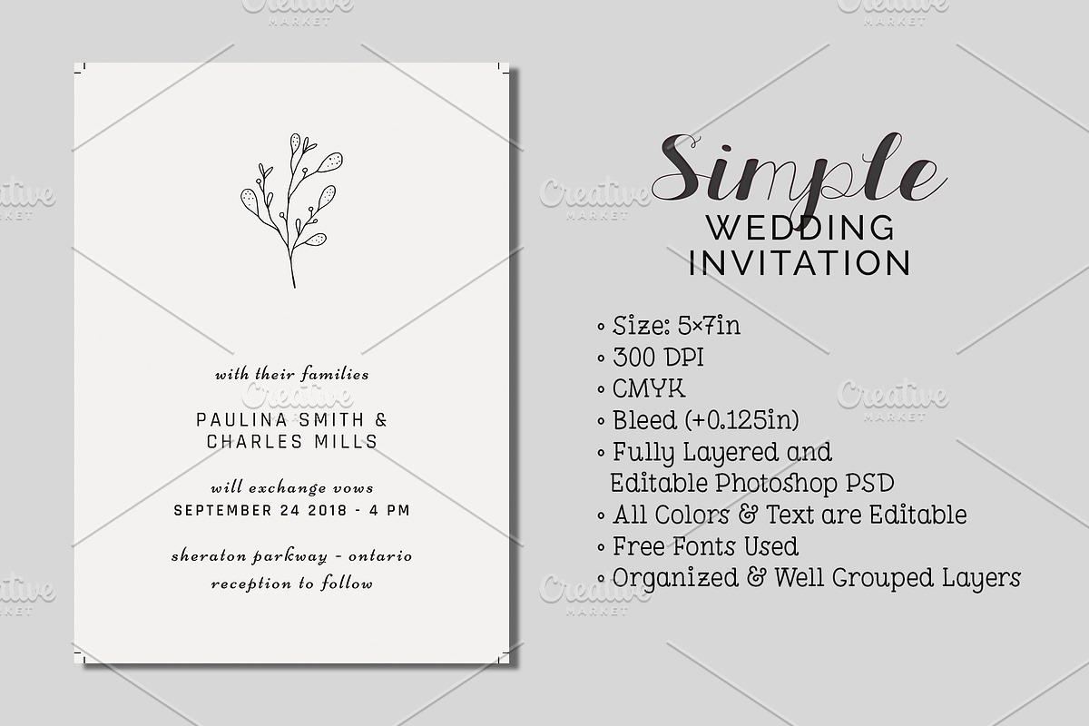 Simple Wedding Invitation, an Invitation Template by Cyrah's Collection (Photo 1 of 3)