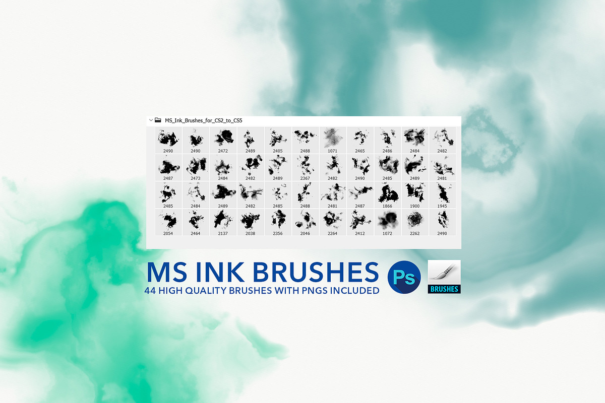 44 Ink Brushes for Photoshop, a Brush Add-On by Creative Graphics (Photo 7 of 7)