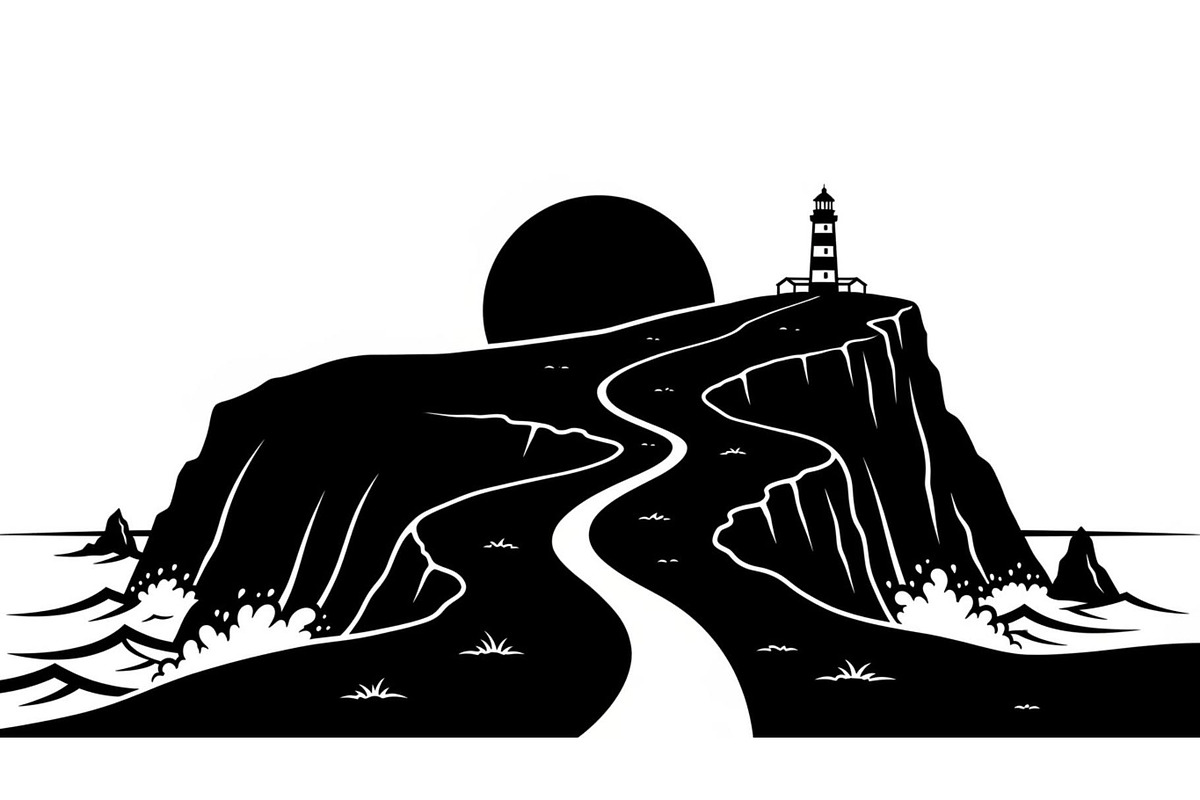 Lighthouse Cliff Silhouette Bundle, a Graphic by hafijul (Photo 3 of 14)
