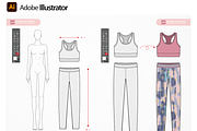 Sportswear for Women Flat Sketch Set, an Illustration by HYDNSTUDIO (Thumbnail 2 of 10)