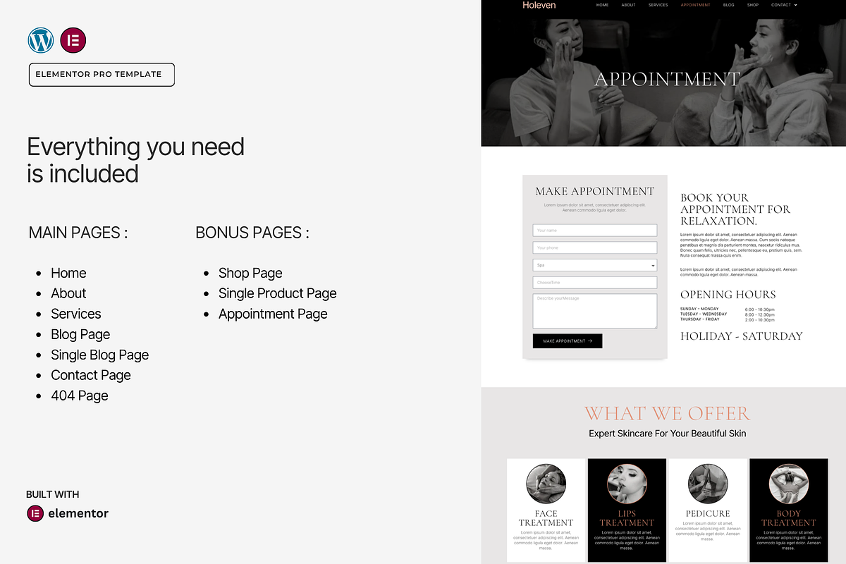Spa & Beauty WordPress Template, a WordPress Template by Web Template Market (Photo 2 of 9)