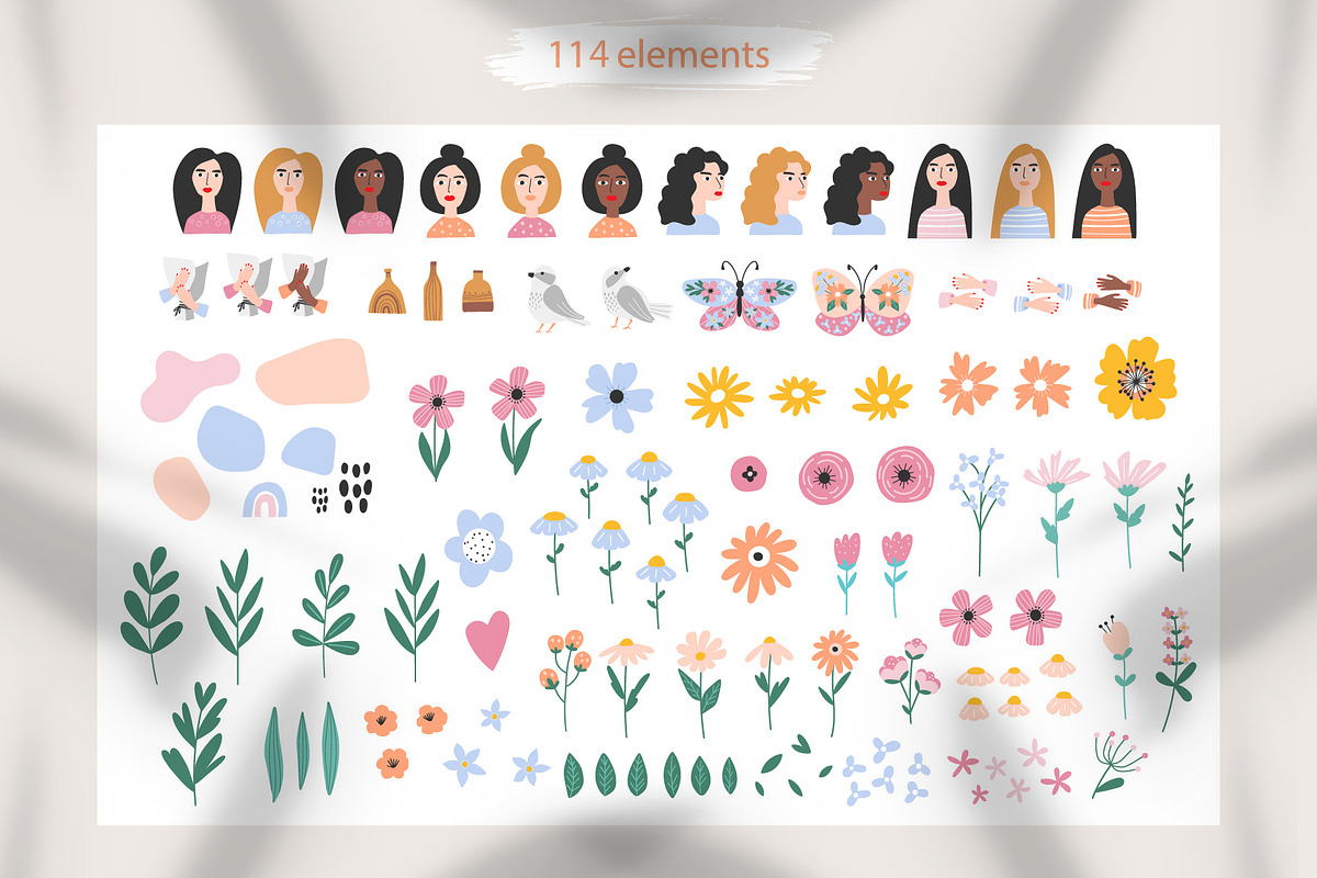 Girls and flowers, a Background Graphic by rosypatterns (Photo 2 of 8)