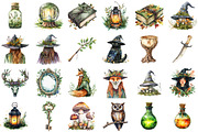 Watercolor Forest Witch Clipart, an Illustration by Sublimation Artist (Thumbnail 2 of 6)