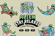 Alien: 5 illustrations stay relaxed, a Person Illustration by gunaonedesign (Thumbnail 1 of 10)