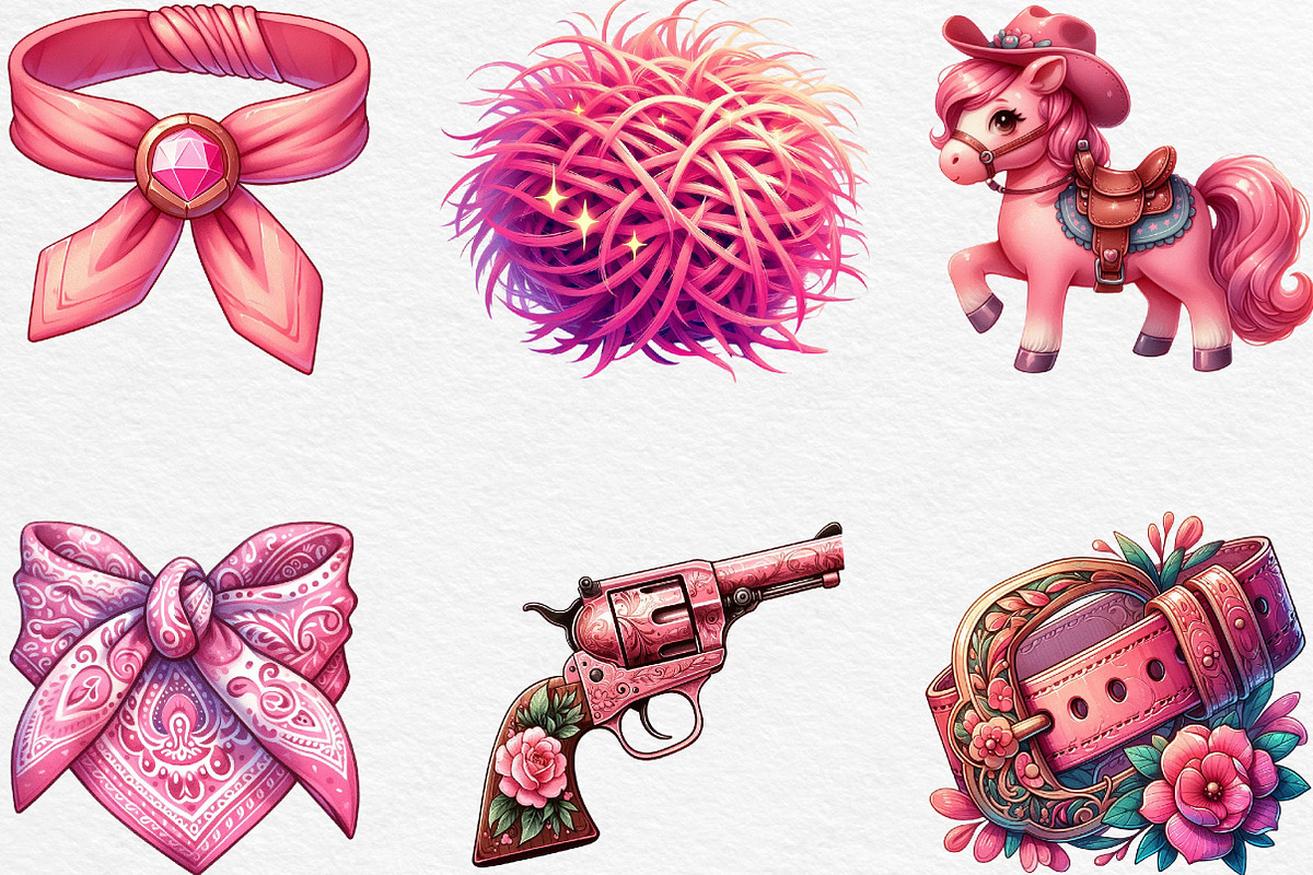 Pink Vintage Western Clipart, an Illustration by Black Bird Studio (Photo 3 of 6)