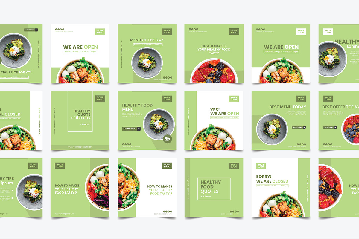 Instagram Template Pack Healthy Food, a Social Media Template by Dhwstd (Photo 4 of 6)