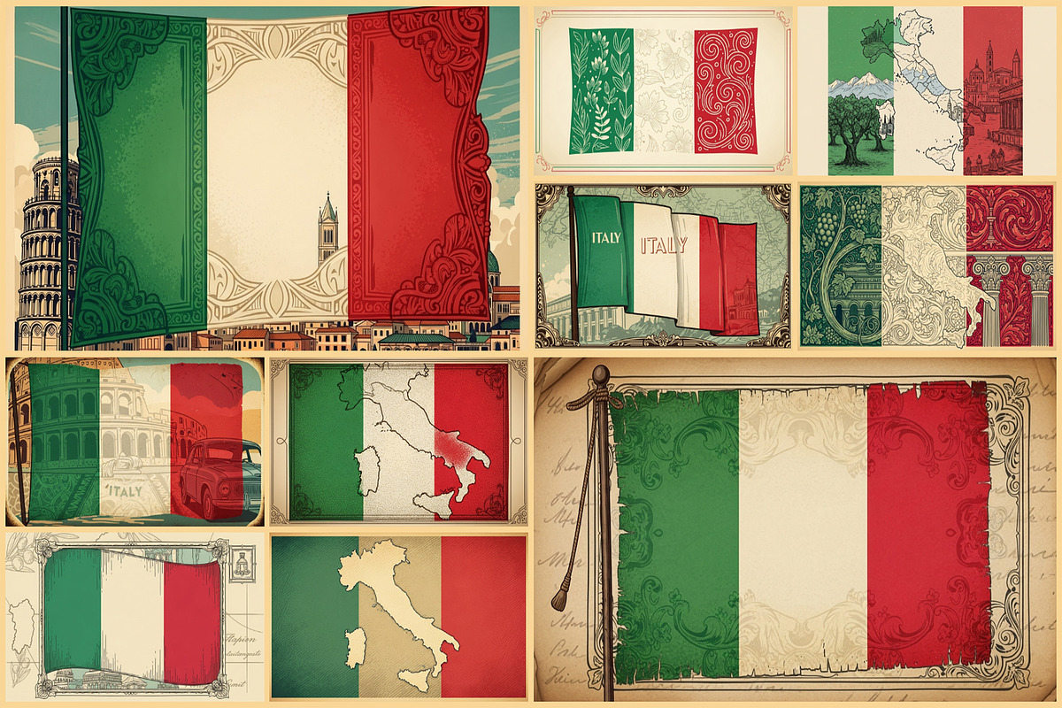 Vintage illustrated flag italie, an Object Illustration by 3d_model_tifotizi (Photo 2 of 2)