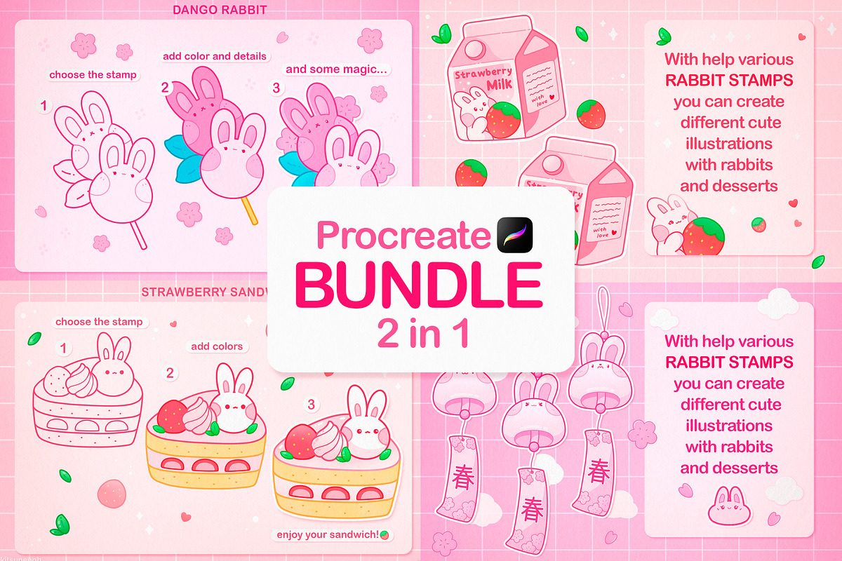 Procreate Brushes Bundle Rabbits, a Brush Add-On by InkPrintsTattoo (Photo 4 of 10)