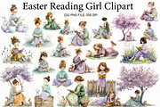Easter Reading Girl Clipart, an Illustration by Designworld (Thumbnail 1 of 5)