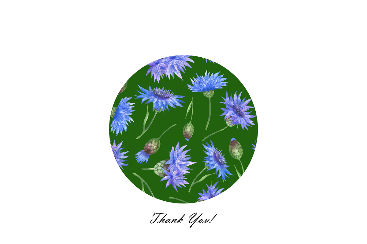 Watercolor Cornflower Patterns, an Illustration by OlDm_Shop (Photo 10 of 10)