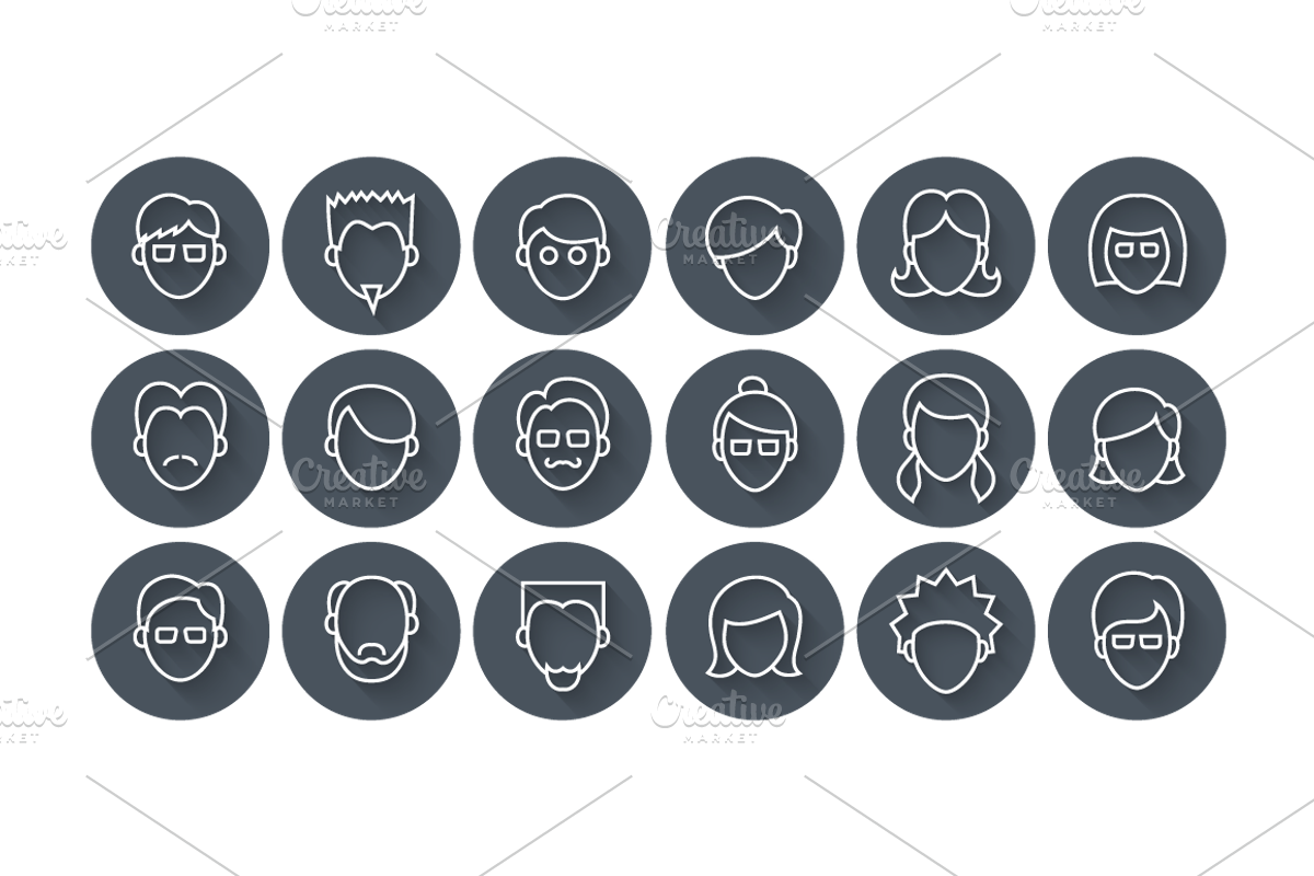 Line Face Icon Set, an Outline Icon by Alex Serada (Photo 2 of 5)