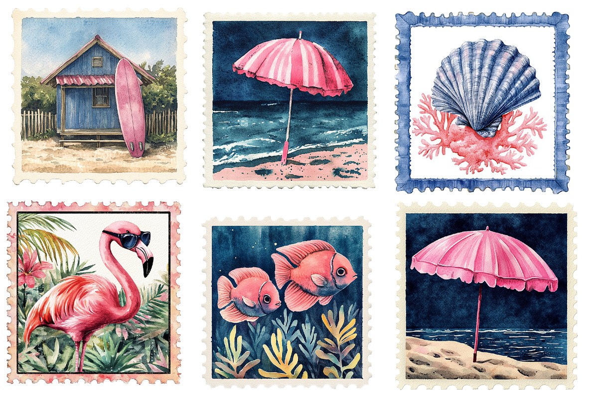 Summer Postage Stamp Clipart, an Illustration by Designworld (Photo 4 of 6)