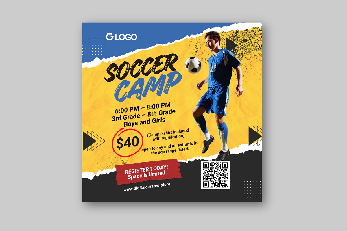 Canva Soccer Camp Flyer Template preview 4
