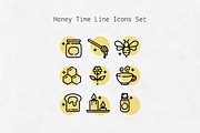 Honey Time Line Icons Set, an Outline Icon by Lyolya Profitrolya (Thumbnail 1 of 2)