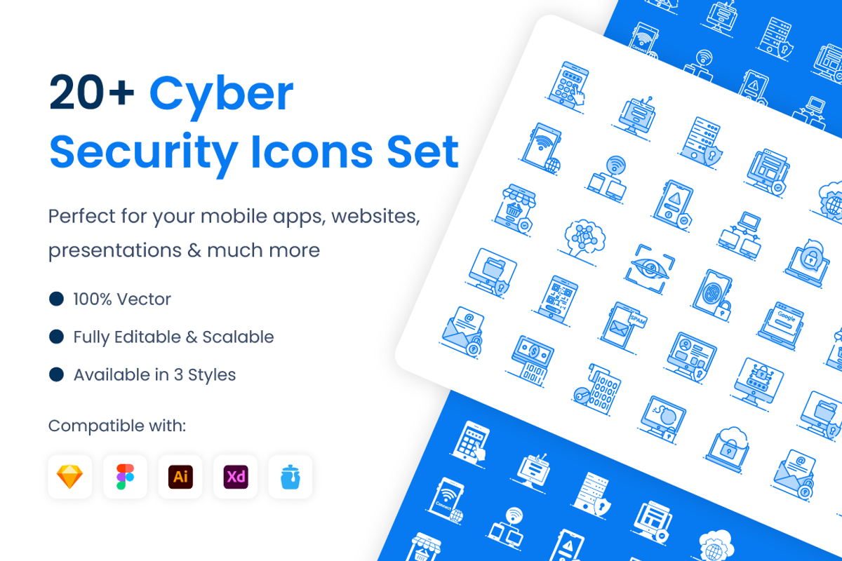 Cybersecurity Icons Set, an Outline Icon by Brickclay (Photo 1 of 7)