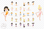 Girls Gymnastics Cute Clipart/ 3, an Education Illustration by Rasveta (Thumbnail 1 of 10)