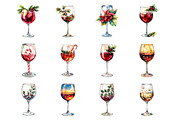 Watercolor Christmas Wine Glass, an Illustration by Design Market (Thumbnail 3 of 3)