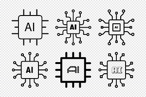 Artificial intelligence chip icons, an Icon by Toufiqul