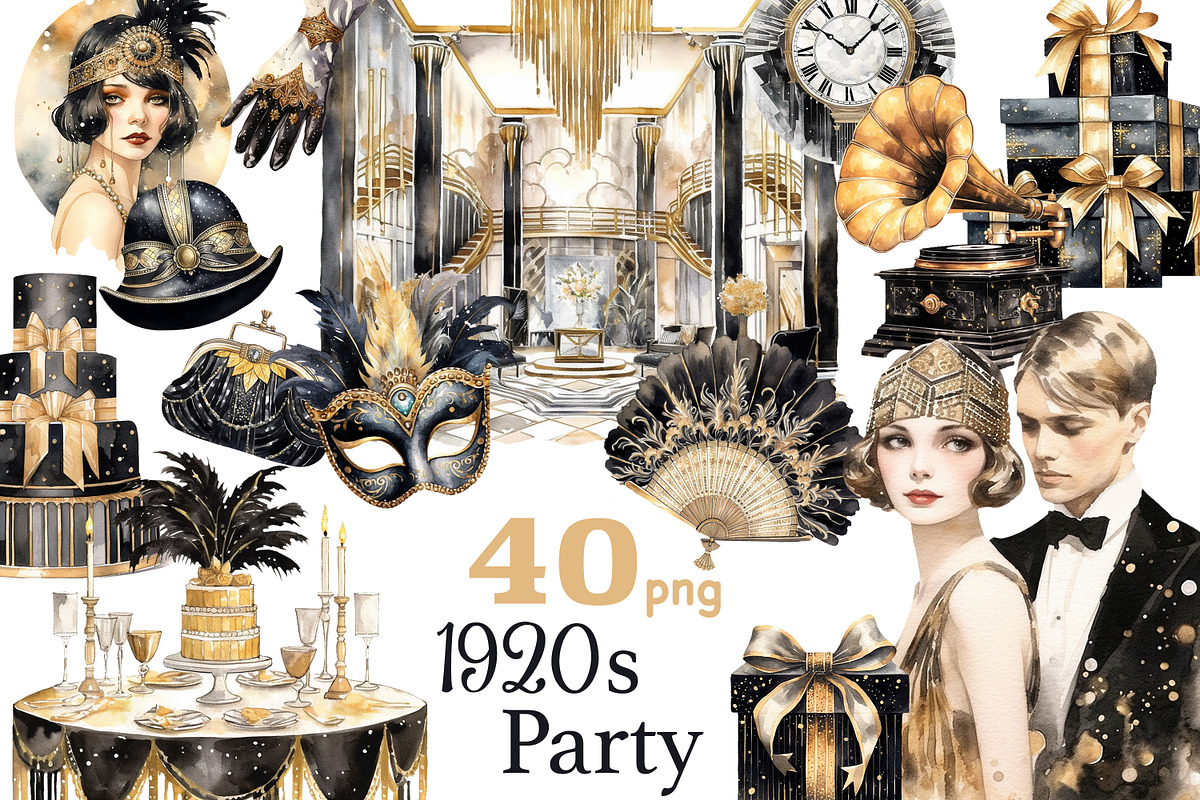 1920s Party White Clipart, a Person Illustration by GlamArtZhanna (Photo 1 of 5)